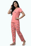 Zivame Farm Lore Knit Cotton Pyjama Set - Peaches — thumbnail 5