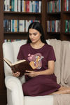 Zivame Farm Lore Knit Cotton Knee Length Nightdress - Fig — thumbnail 3