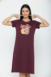 Zivame Farm Lore Knit Cotton Knee Length Nightdress - Fig — thumbnail 4