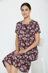 Zivame Farm Lore Knit Cotton Knee Length Nightdress - Fig — thumbnail 1