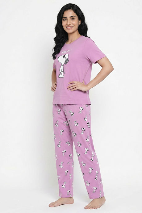 Zivame Peanuts Knit Cotton Loungewear Set - Phalaenopsis — image 3