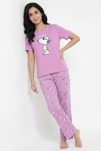 Zivame Peanuts Knit Cotton Loungewear Set - Phalaenopsis — thumbnail 5