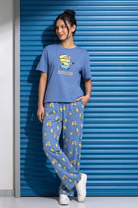 Zivame Minions Knit Cotton Loungewear Set - Riviera — thumbnail 1