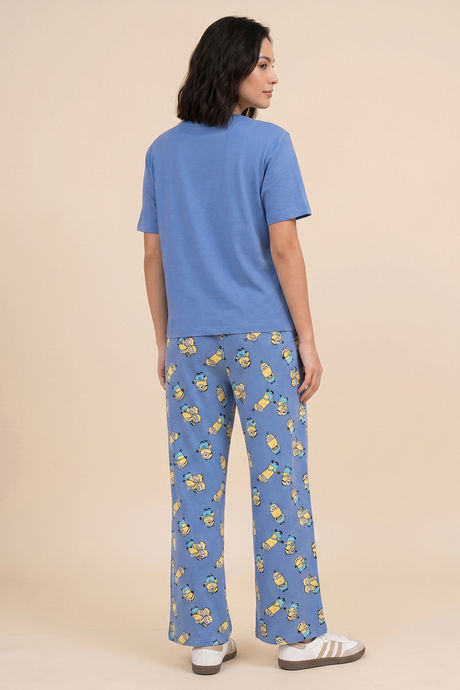 Zivame Minions Knit Cotton Loungewear Set - Riviera — image 3