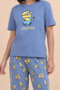 Zivame Minions Knit Cotton Loungewear Set - Riviera — thumbnail 5