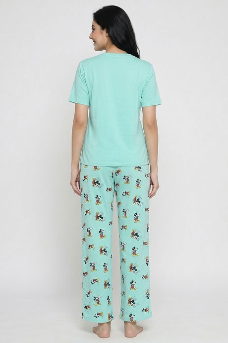 Zivame Mickey Mouse Knit Cotton Loungewear Set - Yucca — image 2