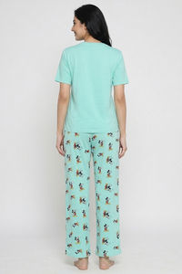 Zivame Mickey Mouse Knit Cotton Loungewear Set - Yucca — thumbnail 2
