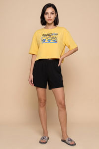 Zivame Minions Knit Cotton Loungewear Short Set - Yarrow — thumbnail 2