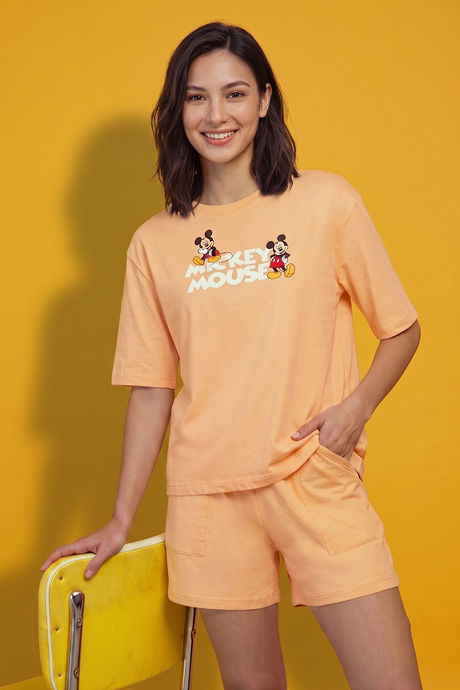 Zivame Mickey Mouse Knit Cotton Loungewear Short Set - Sunburst Buy Zivame Mickey Mouse Knit Cotton Loungewear Short Set - Sunburst