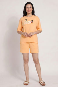 Zivame Mickey Mouse Knit Cotton Loungewear Short Set - Sunburst — thumbnail 2