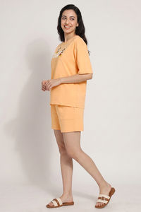 Zivame Mickey Mouse Knit Cotton Loungewear Short Set - Sunburst — thumbnail 3