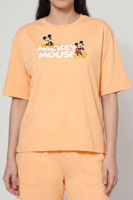 Zivame Mickey Mouse Knit Cotton Loungewear Short Set - Sunburst — image 5