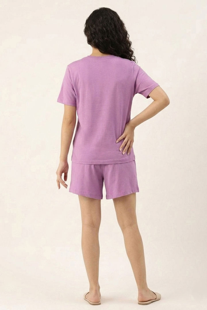 Zivame Peanuts Knit Cotton Loungewear Short Set - Phalaenopsis — image 2