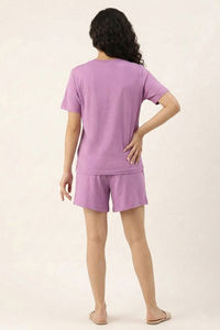 Zivame Peanuts Knit Cotton Loungewear Short Set - Phalaenopsis — thumbnail 2