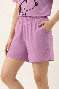 Zivame Peanuts Knit Cotton Loungewear Short Set - Phalaenopsis — thumbnail 4