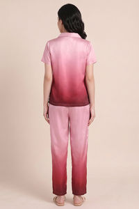 Zivame Woven Satin Pyjama Set - Burgundy — thumbnail 3