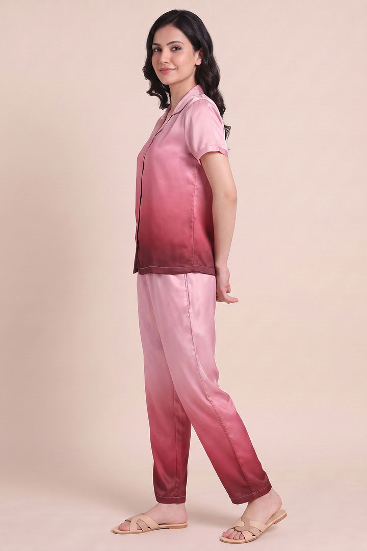 Zivame Woven Satin Pyjama Set - Burgundy — image 4