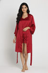 Zivame Satin Sleep Robe - Scarlet — thumbnail 2