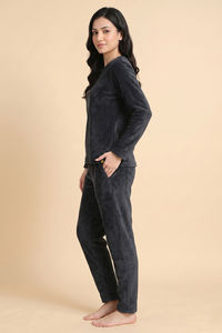 Zivame Minky Fur Knit Poly Winter Loungewear Set - Turbulence — thumbnail 3