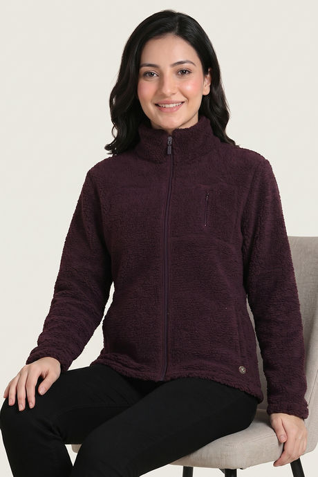 Zivame Sherpa Knit Poly Winter Loungewear Jacket - Huckleberry Buy Zivame Sherpa Knit Poly Winter Loungewear Jacket - Huckleberry