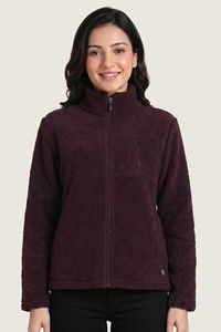Zivame Sherpa Knit Poly Winter Loungewear Jacket - Huckleberry — thumbnail 2