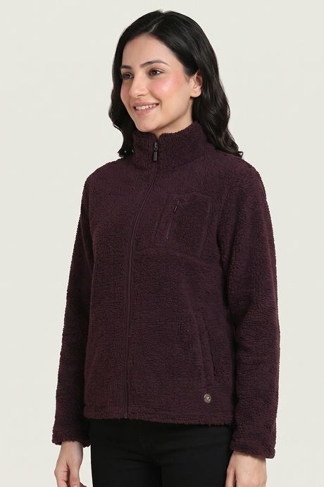 Zivame Sherpa Knit Poly Winter Loungewear Jacket - Huckleberry — image 3