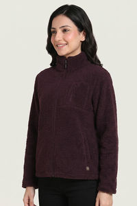 Zivame Sherpa Knit Poly Winter Loungewear Jacket - Huckleberry — thumbnail 3