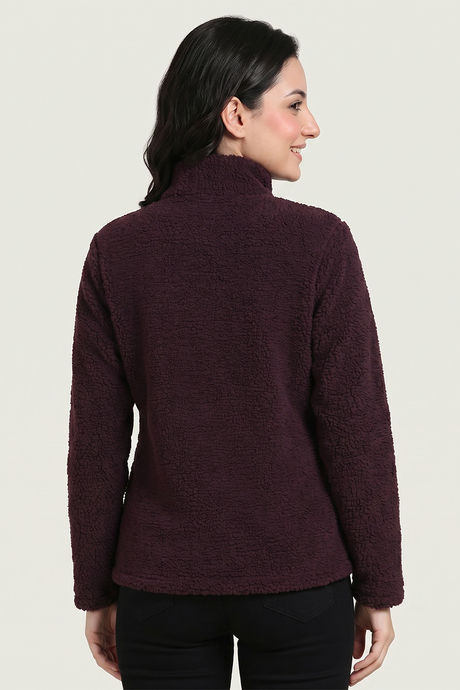 Zivame Sherpa Knit Poly Winter Loungewear Jacket - Huckleberry — image 4