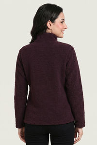 Zivame Sherpa Knit Poly Winter Loungewear Jacket - Huckleberry — thumbnail 4