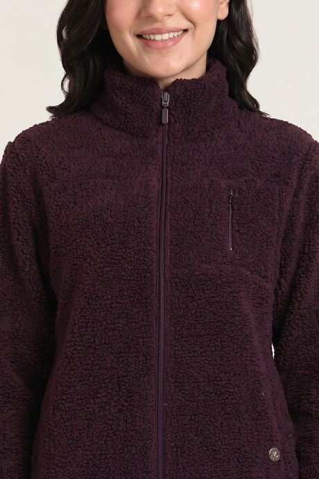 Zivame Sherpa Knit Poly Winter Loungewear Jacket - Huckleberry — image 5