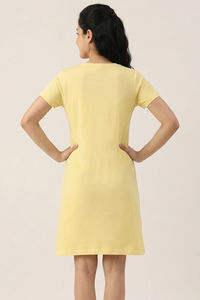Zivame Farm Lore Knit Cotton Knee Length Nightdress - Yellow — thumbnail 3