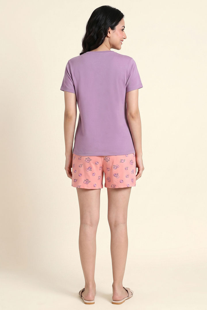 Zivame Farm Lore Knit Cotton Short Set - Lavender — image 4