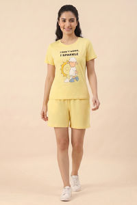 Zivame Farm Lore Knit Cotton Short Set - Yellow — thumbnail 5