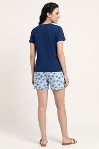 Zivame Farm Lore Knit Cotton Short Set - Navy — thumbnail 4