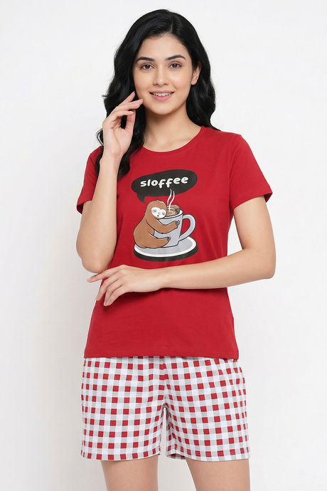 Zivame Farm Lore Knit Cotton Short Set - Samba — image 5
