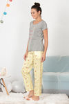 Zivame Hen Party Knit Cotton Pyjama Set - Yellow N Print — thumbnail 2