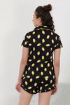 Zivame Hen Party Knit Cotton Shorts Set - Black N Print — thumbnail 3