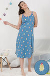 Zivame Hen Party Knit Cotton Mid Length Nightdress - Blue — thumbnail 1