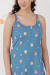 Zivame Hen Party Knit Cotton Mid Length Nightdress - Blue — thumbnail 5
