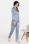 Zivame Satin Stripes N Polkas Polyester Pyjama Set - Blue N Print — thumbnail 2