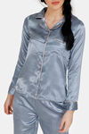Zivame Satin Stripes N Polkas Polyester Pyjama Set - Blue N Print — thumbnail 4