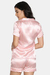 Zivame Satin Stripes N Polkas Polyester Shorts Set - Pink N Print — thumbnail 3