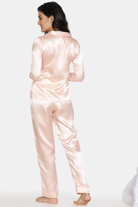 Zivame Satin Stripes N Polkas Polyester Pyjama Set - Green — image 3