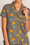 Zivame Mid Night Munchies Butter-Soft Poly Knit Pyjama Set - Grey N Print — thumbnail 5