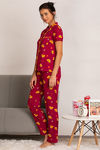 Zivame Mid Night Munchies Polyester Pyjama Set - Maroon — thumbnail 2