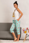 Zivame Midnight Munchies Knit Cotton Capri Set - Blue Print — thumbnail 2
