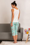 Zivame Midnight Munchies Knit Cotton Capri Set - Blue Print — thumbnail 3