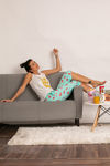 Zivame Midnight Munchies Knit Cotton Capri Set - Blue Print — thumbnail 4