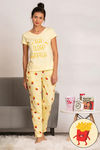 Zivame Midnight Munchies Knit Cotton Pyjama Set- Yellow N Print — thumbnail 1