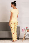 Zivame Midnight Munchies Knit Cotton Pyjama Set- Yellow N Print — thumbnail 3